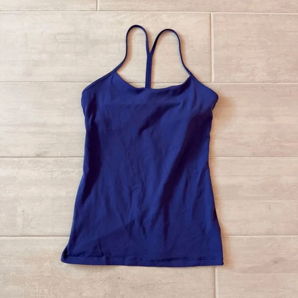 Lululemon Power Y Tank Top 4/6 Activewear Shirt Fitted Yoga Built In Bra Purple